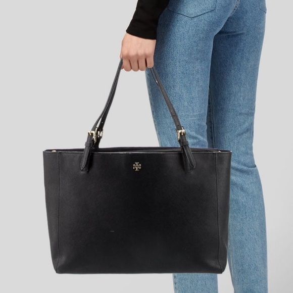 Tory Burch Handbags - $320 Tory Burch York Tote Black Saffiano Leather size Large EUC